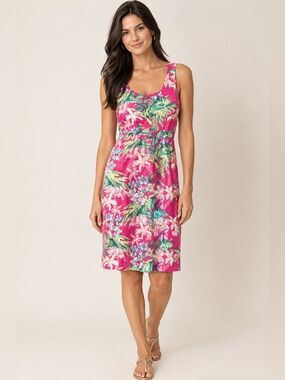 Tommy Bahama Pink Midi Tropical Dress